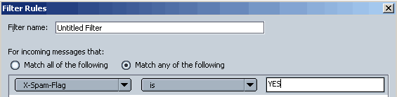 this is what your filter rules for Brightmail should look like Mozilla Mail Filters Window