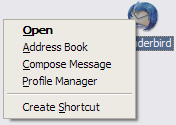 this extension allows you to e.g. compose a mail message directly from your desktop icon Thunderbird static desktop icon screenshot